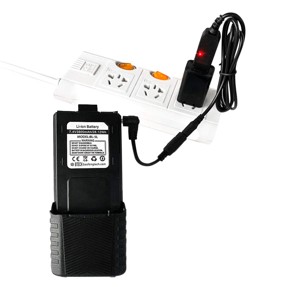 BT1013 USB Charging Cable Compatible with BL-5L and BaoFeng Extended Batteries, includes Dual 2.5mm Barrel Plug Adapters - Fast Power Transformer Cord