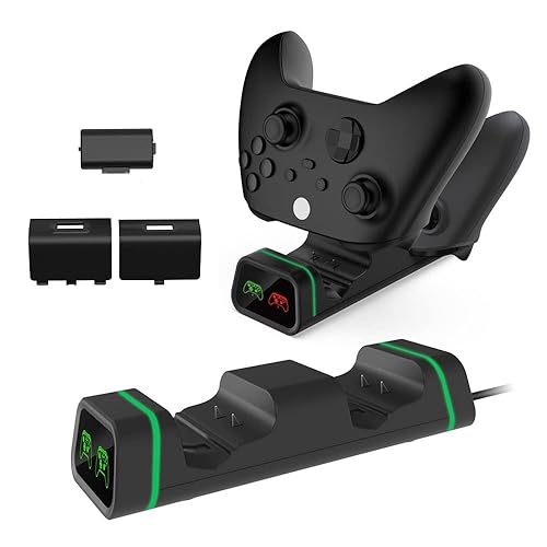 GAMFAMI Controller Charging Station for Xbox One, Controller Charger with 2 x 800mAh Rechargeable Battery Packs Compatible for Xbox One/One X/One