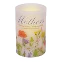 Mark Feldstein & Associates Inspirational Quote Floral Wax LED Flameless Pillar Candle, 4 x 6 Inch (Mother)