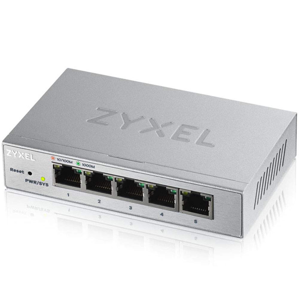 Zyxel 5-Port Network Switch | Web Managed Gigabit Ethernet Splitter| 5X GbE Ports | QoS, Link Aggregation, VLAN, IGMP Snooping | Fanless | Desktop