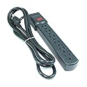 MyCableMart 6ft 6 Outlet Power Bar (14AWG/15A) with 90J Surge Protector, Black