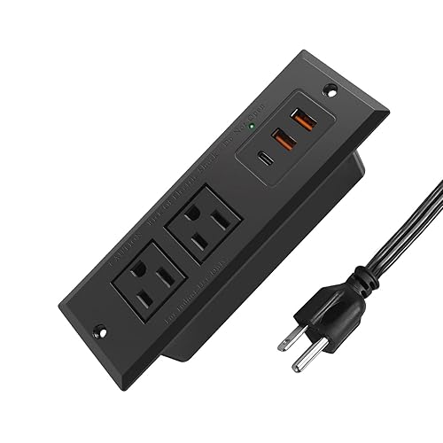 Recessed Power Strip with 20W USB-C Desktop Charge Station with 3 Fast Charging USB Ports Flush Mount Furniture Outlet for Conference Table Nightstand