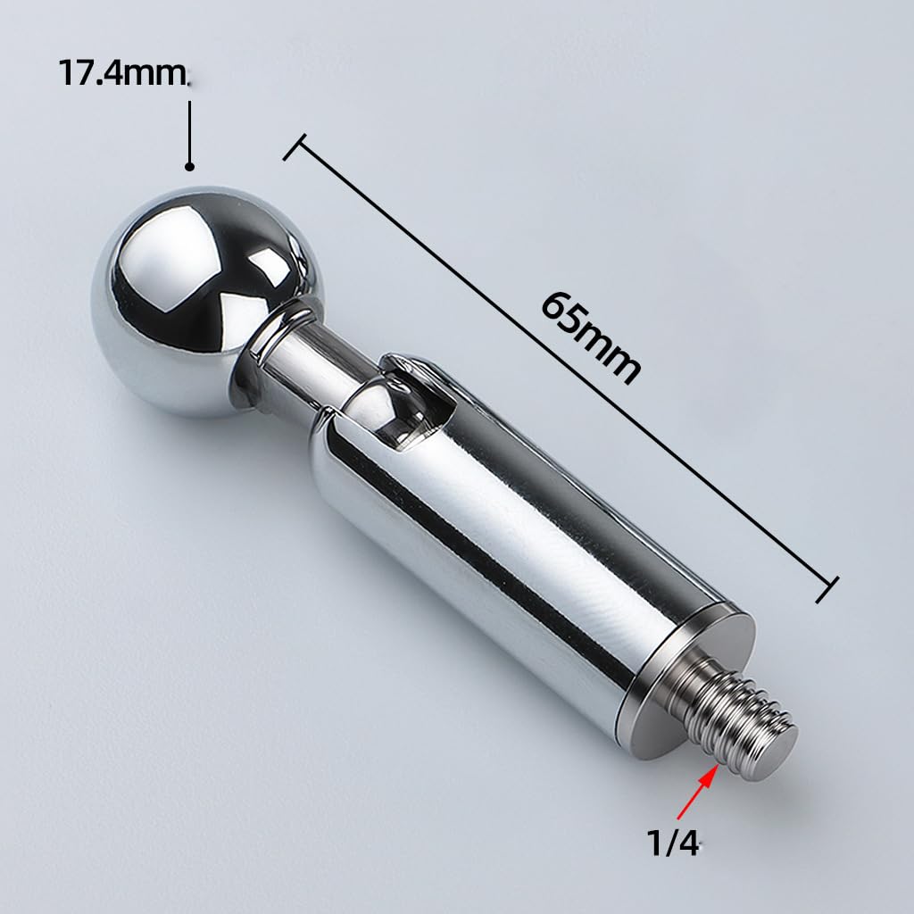 ThtRht 2 Pack 17mm Ball Head to 1/4''-20 Screw Thread Stud Heavy Duty Stainless Steel Super Clamp Mount Connector for Gopro Camera Tripod Phone Holder