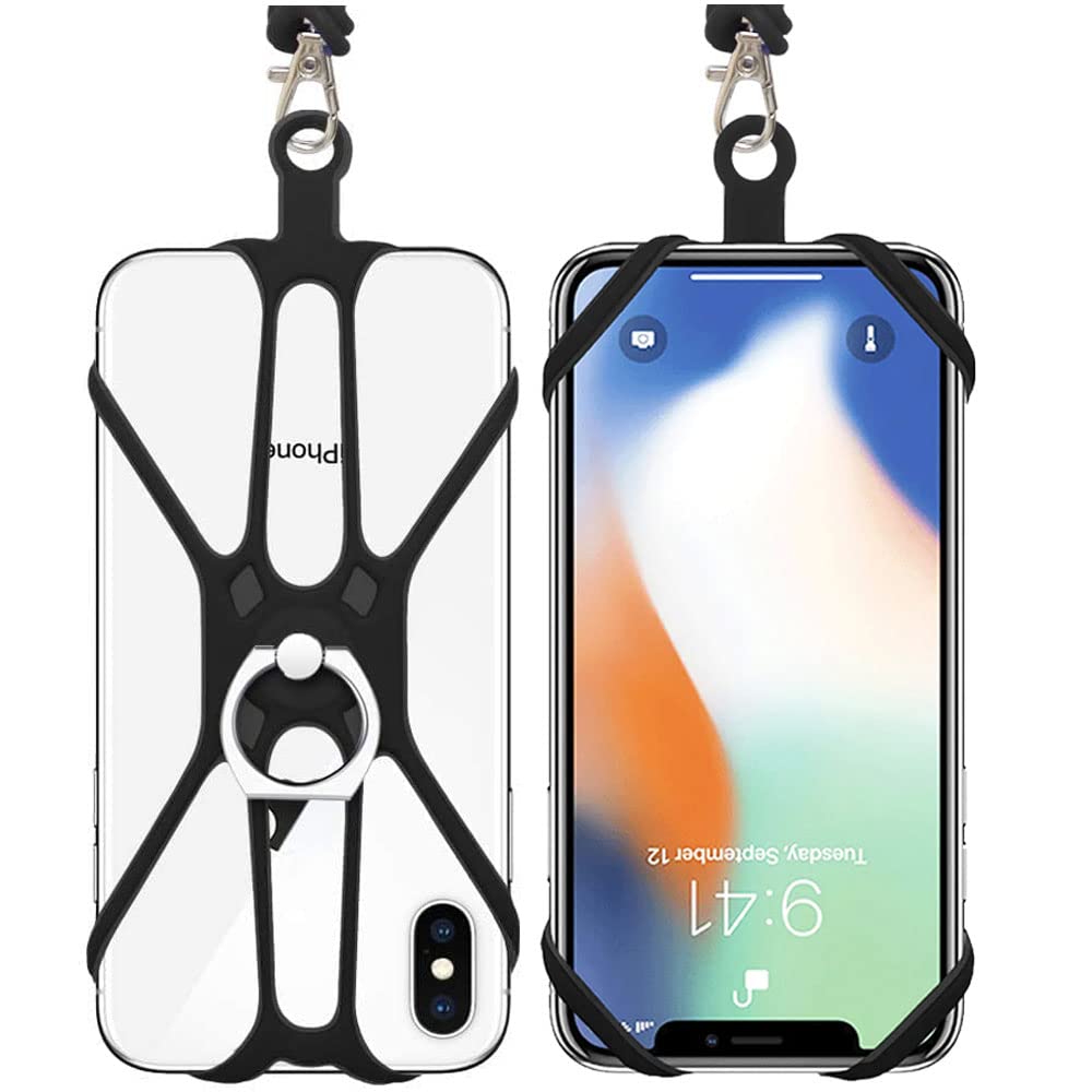 Kinizuxi 2 Pcs Cell Phone Lanyard Crossbody with Adjustable Neck Strap and Phone Ring Grip,Universal Smartphone Lanyard for iPhone Lanyards for Around