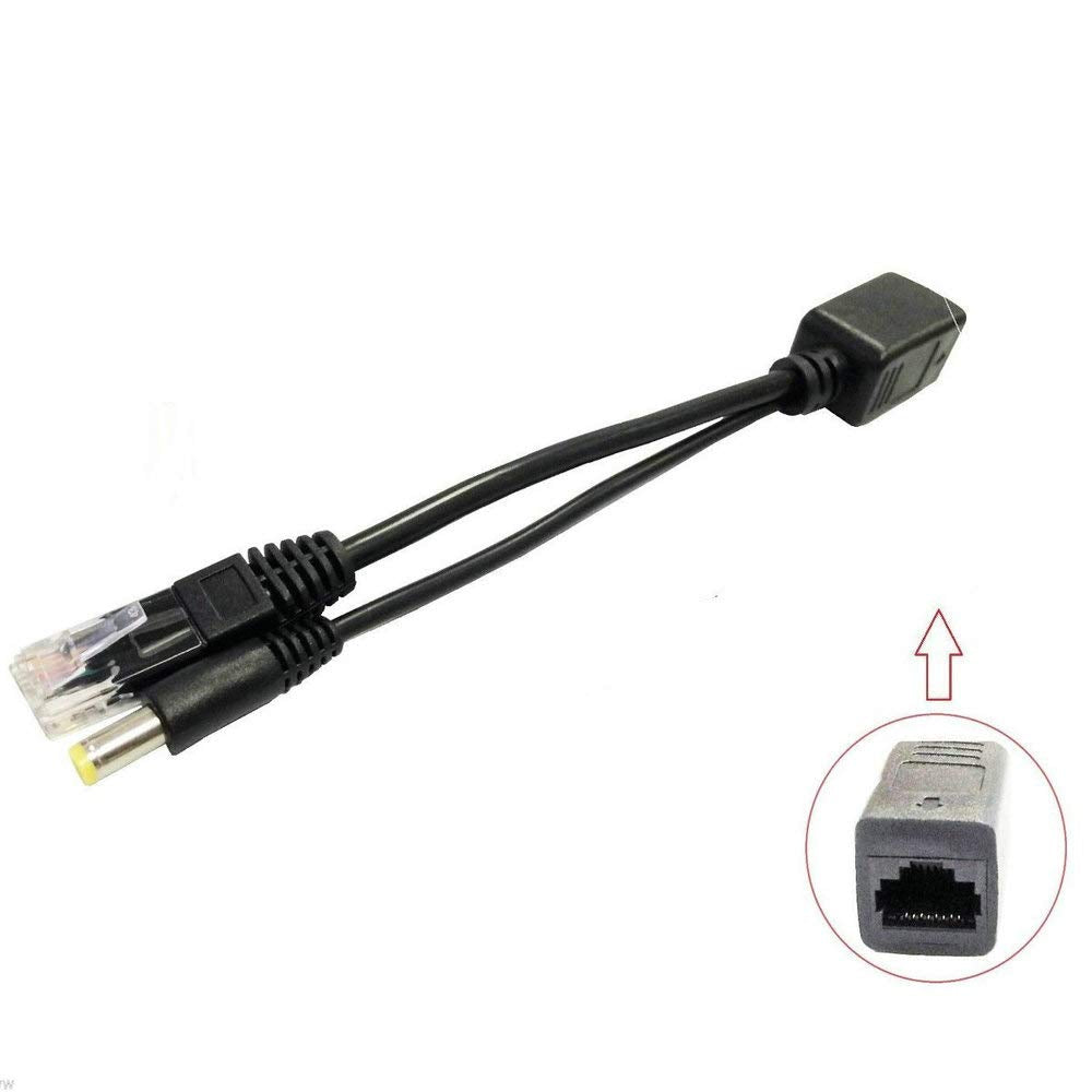 EB-LINK 4 Pcs PoE Adapter Cable RJ45 Passive PoE Splitter with 5.5x2.1 mm DC Connector Passive Power Over Ethernet 12v Synthesizer Separator Combiner