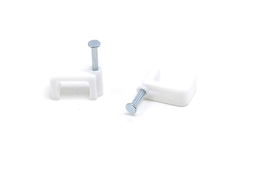 THE CIMPLE CO - Dual, Twin, or Siamese Coaxial Cable Clips, Cat6, Electrical Wire Cable Clip, 1/2 in Nail Clip and Fastener, White (100 Pieces per