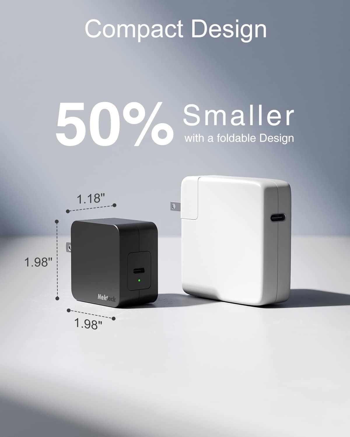 60W USB C Charger Fast Charging, Nekteck GaN Tech PD 3.0 Fast Charging with Foldable Plug, Compatible with MacBook Air/Pro, iPhone 15/16/17 Series