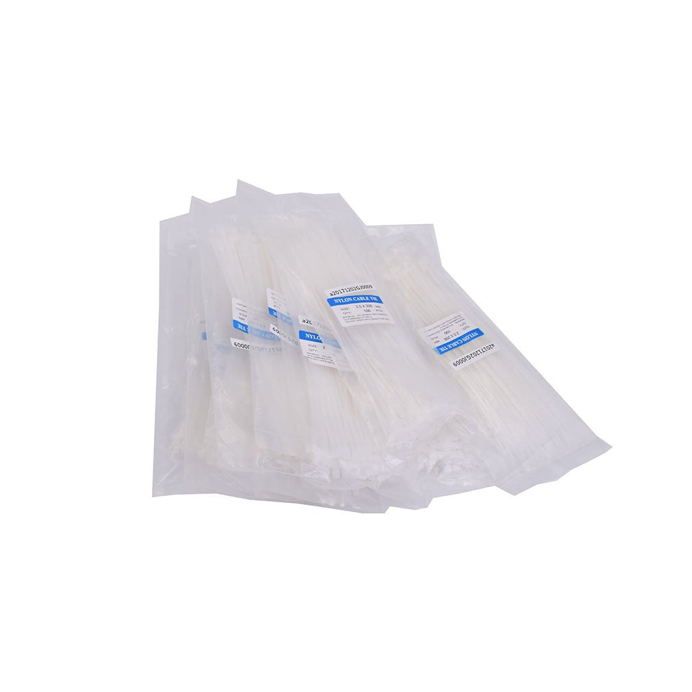 1000pcs 8 inch Nylon Cable Tie Self Locking 8" Plastic Cable Wire Zip Ties Natural White