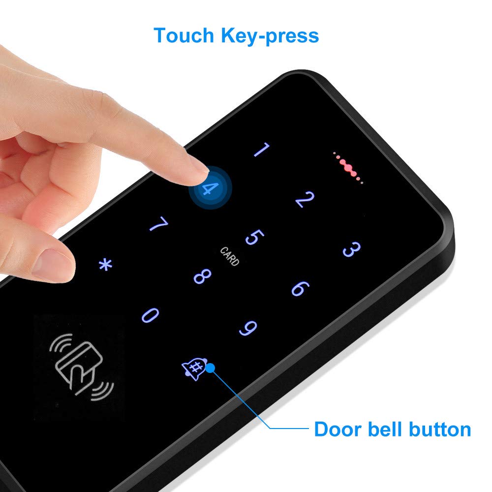 HFeng Outdoor Door Access Control System Kit IP68 Waterproof RFID Keypad Card Reader + Power Supply + Door Exit Button +10pcs Keyfobs (Without Lock)