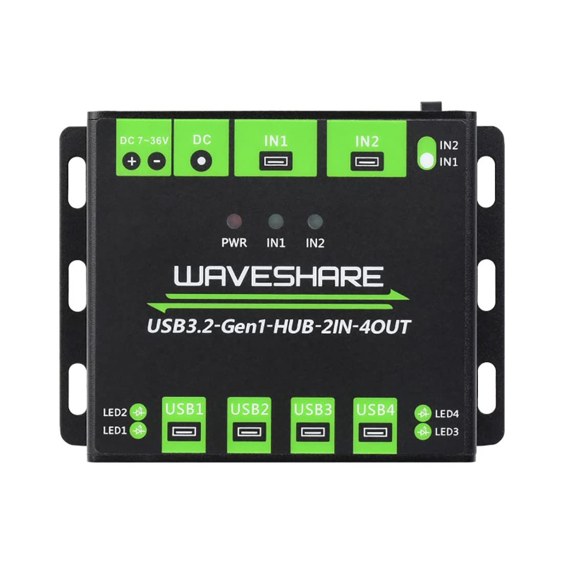 Industrial Grade USB 3.2 HUB, Switchable Dual Hosts, Multi Protections, Extending 4X USB Ports, 2 in 4 Out, Multi OS