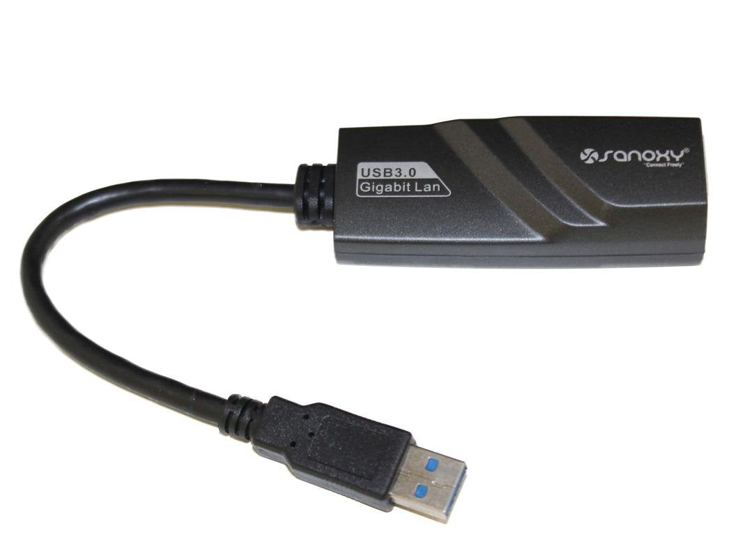 SANOXY® Compact Black USB 2.0 to Gigabit Ethernet NIC Network Adapter - Network Adapter - Hi-Speed USB - Ethernet, Fast Ethernet, Gigabit Ethernet