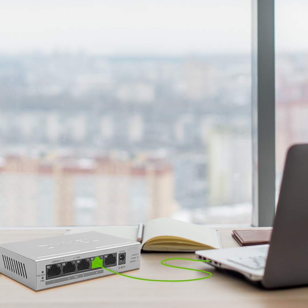 Zyxel 5 Port Gigabit Ethernet Unmanaged POE+ Switch | 4 x PoE+ @ 60W | Plug & Play | Sturdy Metal Housing | Desktop or Wall-Mount | Fanless | Lifetime