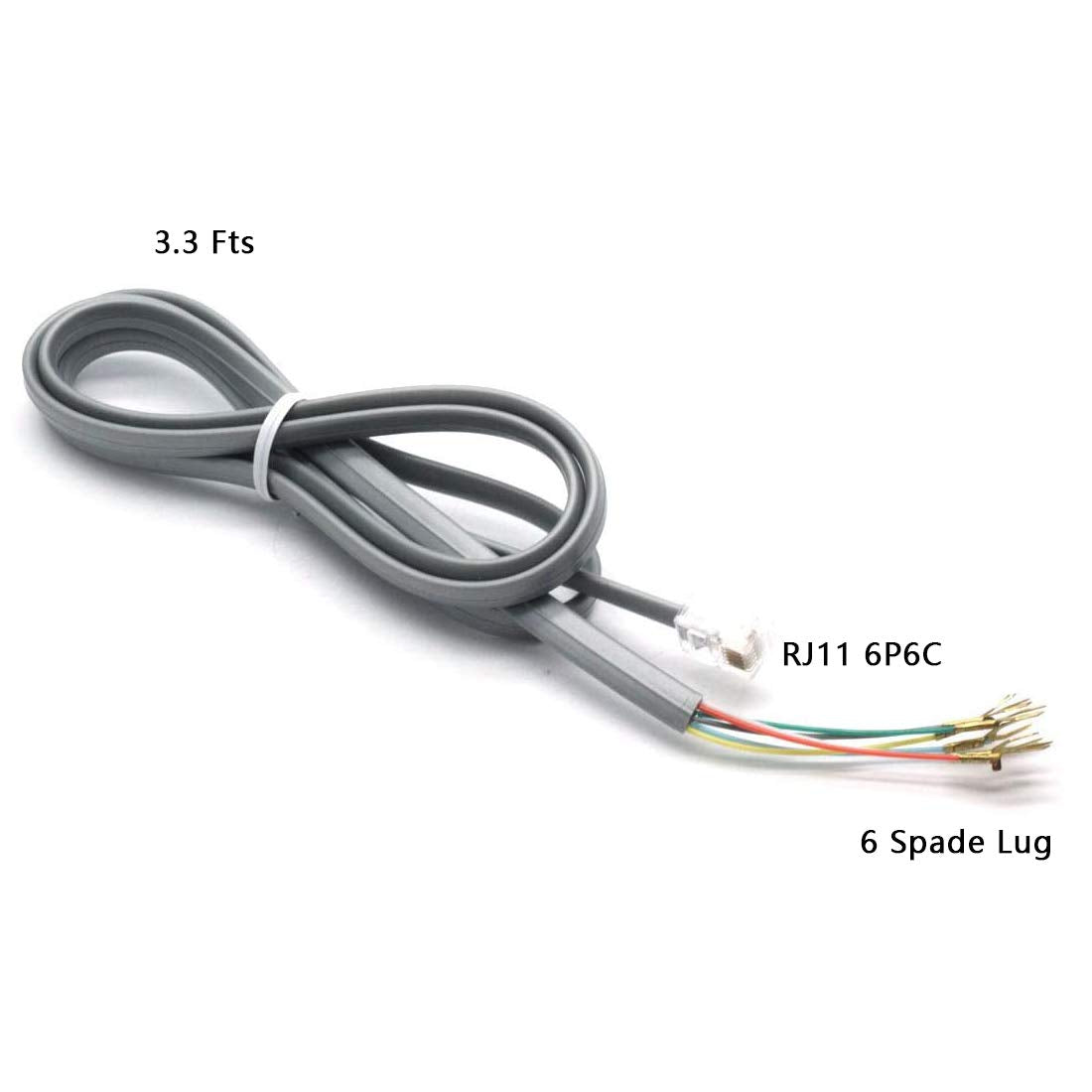 Sscon 3Pcs RJ11 6P6C to 6 Spade Lug Telephone Extension Cable Cord Connector (Grey 3.3Ft)