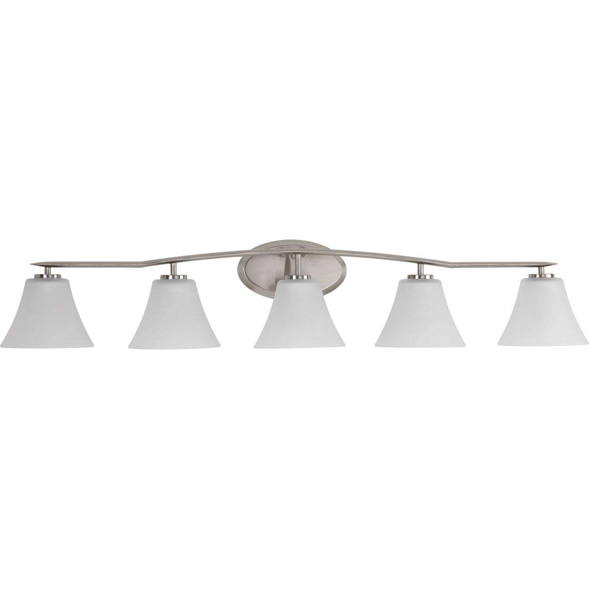 Progress Lighting P2016-09 Bravo 5-Lt. Bath and Vanity Fixture with Etched glass shades,Brushed Nickel