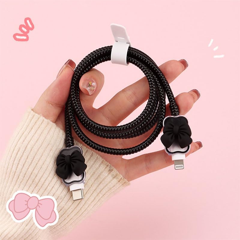 zougon Compatible with iPhone 18W/20W USB-C Charger Cover Cute 3D Bow Tie Design Clear Soft Charger Protector Kawaii Cable Saver for iPhone 11 12 13