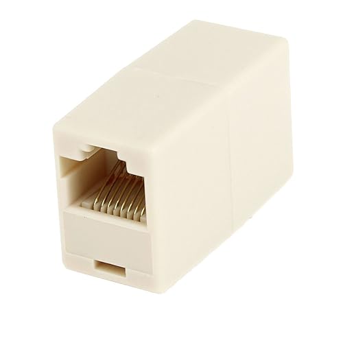 uxcell RJ45 Double Female Plug Telephone Adapter Connector for Landline Telephone, Beige