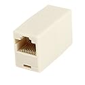 uxcell RJ45 Double Female Plug Telephone Adapter Connector for Landline Telephone, Beige