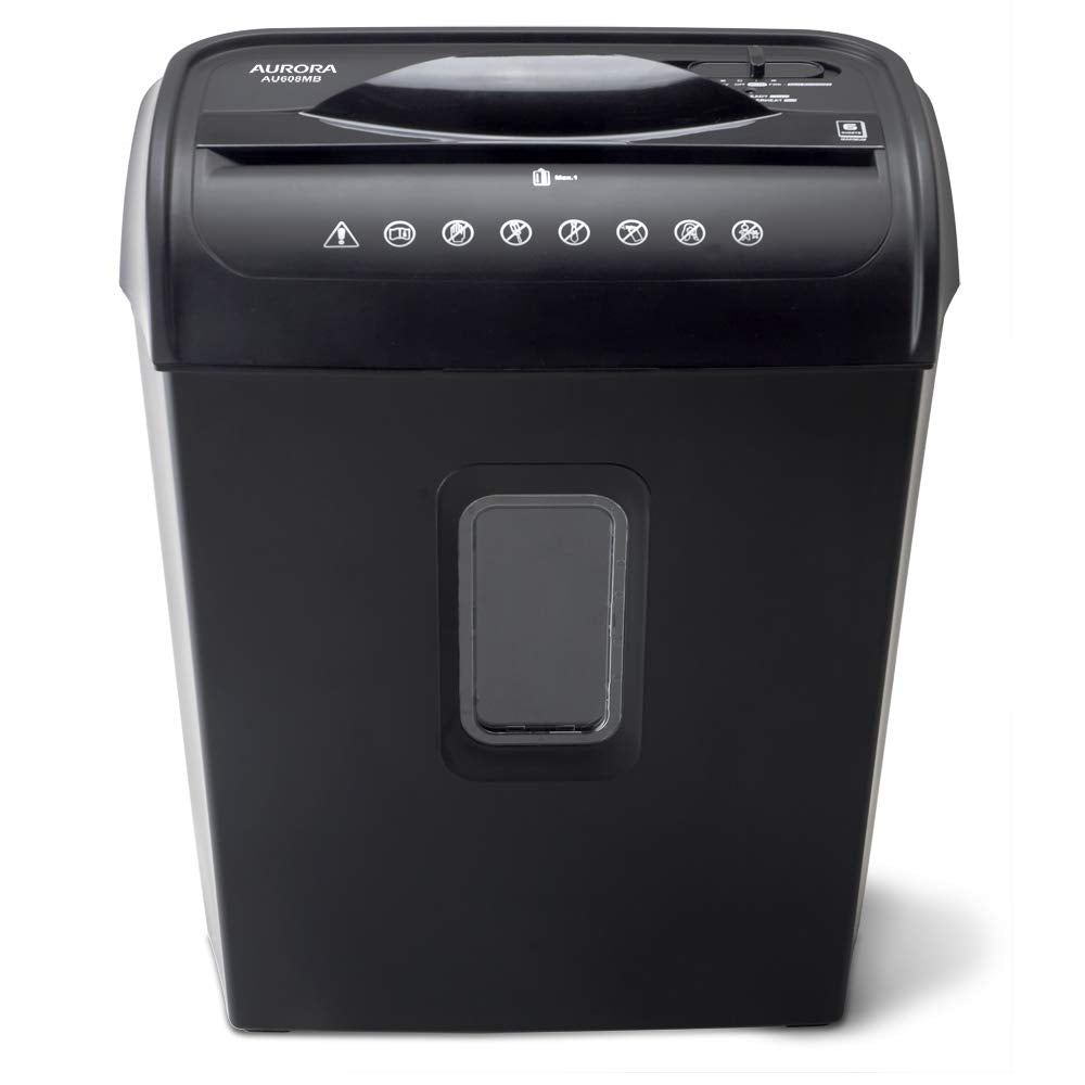 Aurora AU608MB High-Security 6-Sheet Micro-Cut Paper Credit Card Shredder with 3.5-Gallon Wastebasket, 4-Minute Continuous Running Time, Security