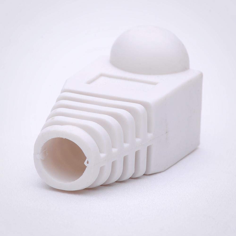 FireFold RJ45 Strain Relief Boot Covers- 100 Pack, Count Set for Cat5 Cat5e, and Cat6 Ethernet Connectors, White