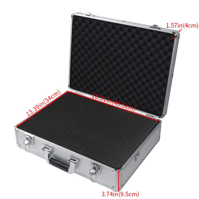 19in Aluminum Hard Case with DIY Customizable Foam Insert (18 x 13 x 5in Interior)