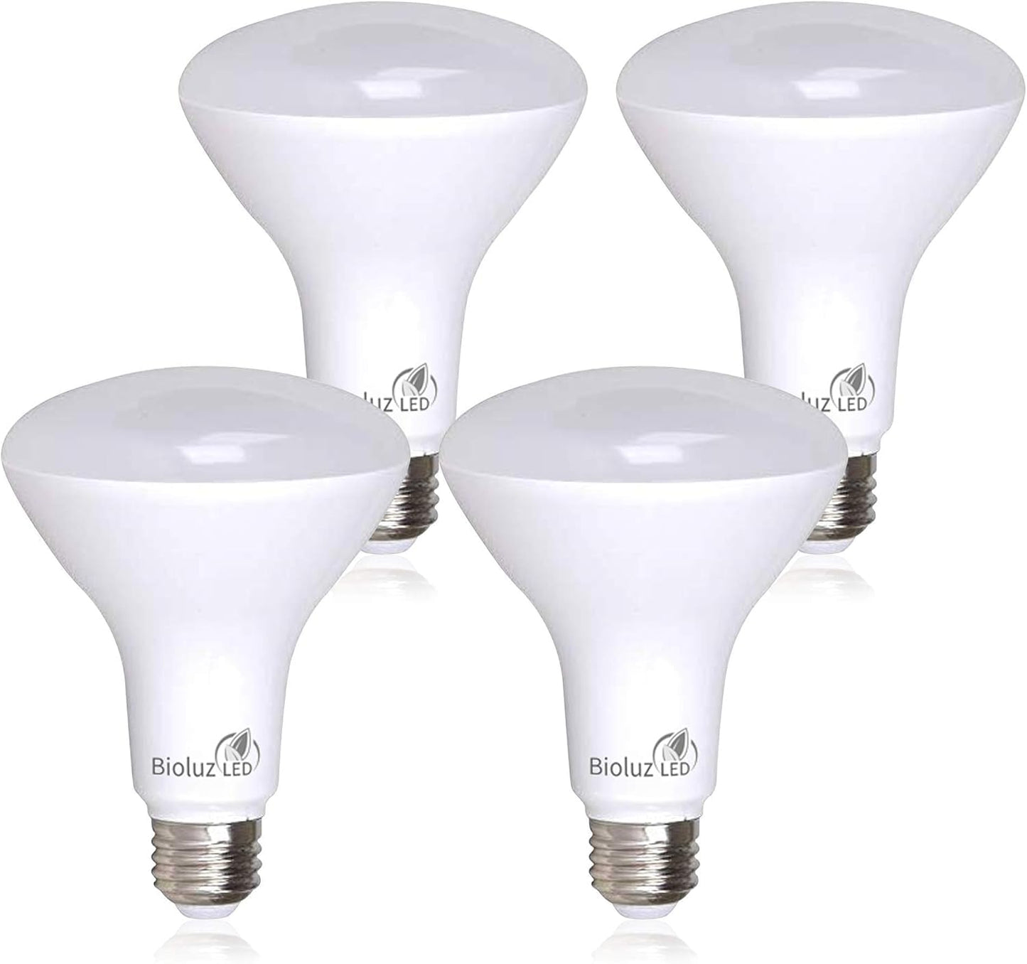 Bioluz LED 4 Pack BR30 LED Bulbs, Indoor Flood Lights High CRI 65W Equivalent uses 8W 3000K Soft White 650 Lumens, E26 Base Dimmable Instant On