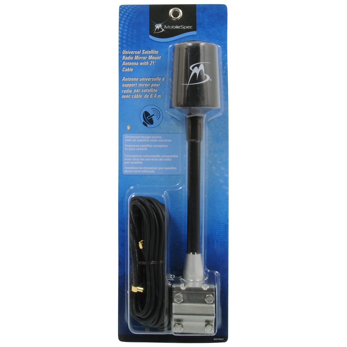 MobileSpec MSTRSAT Universal Satellite Radio Antenna with 21' Cable and Mirror Mount
