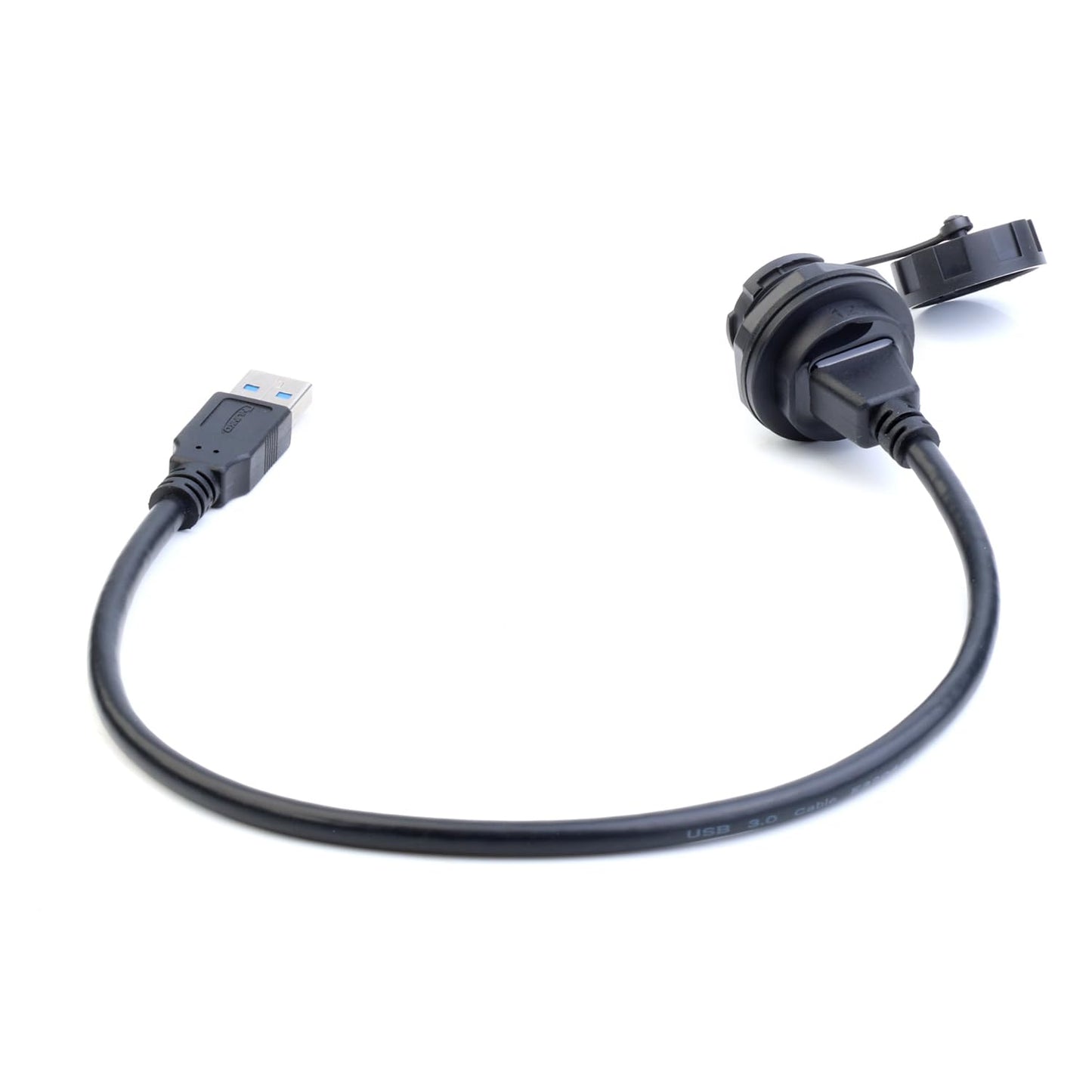 CNLINKO USB 3.0 Connector, Type A Female, Panel Mount Receptacles Socket with 40 inches Cable, Outdoor Waterproof IP67, Data + Power, Industrial