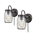 DIRYZON EUL Vintage Mason Jar Light Fixture Clear Glass 2-Pack Wall Lights Oil Rubbed Bronze