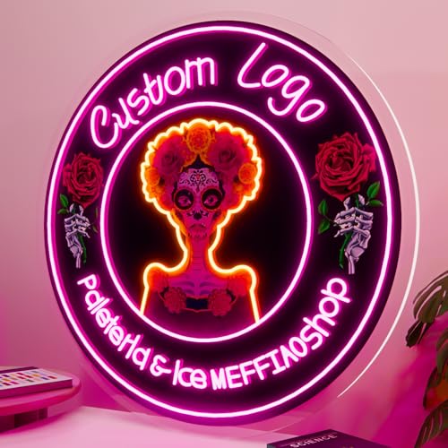 MEFFIAO Custom Neon Sign, Personalized LoGo Neon Sign Customizable for Business, UV Bar Salon Beauty Studio Light Up Sign, LED Neon Name Sign Suitable
