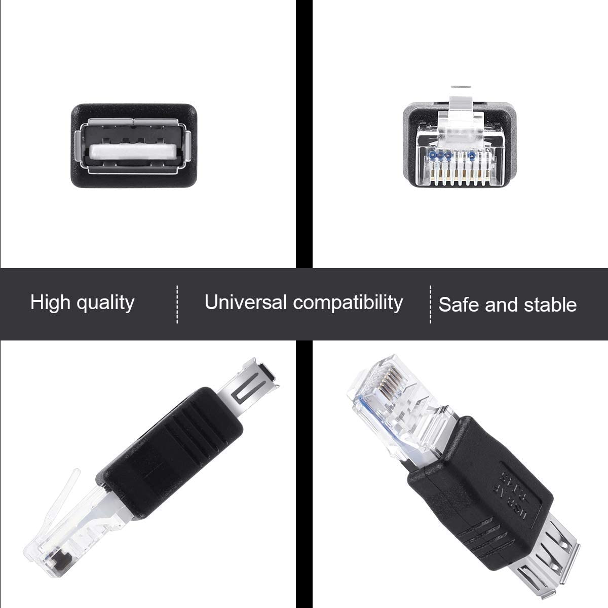 Herfair Ethernet to USB Adapter 2PCS for ADSL Modem/Router/Computer Camera/Surveillance Camera with Network Function - RJ45 LAN Internet Male to USB