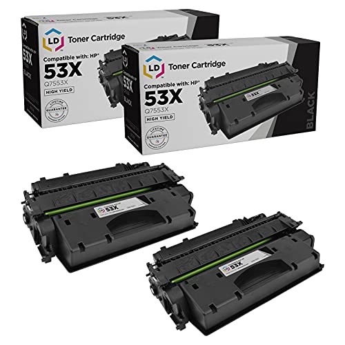 LD Products Replacement Toner Cartridge Compatible with HP 53X Q7553X High Yield (Black, 2Pk) Compatible with HP Printer LaserJet P2015, P2015d