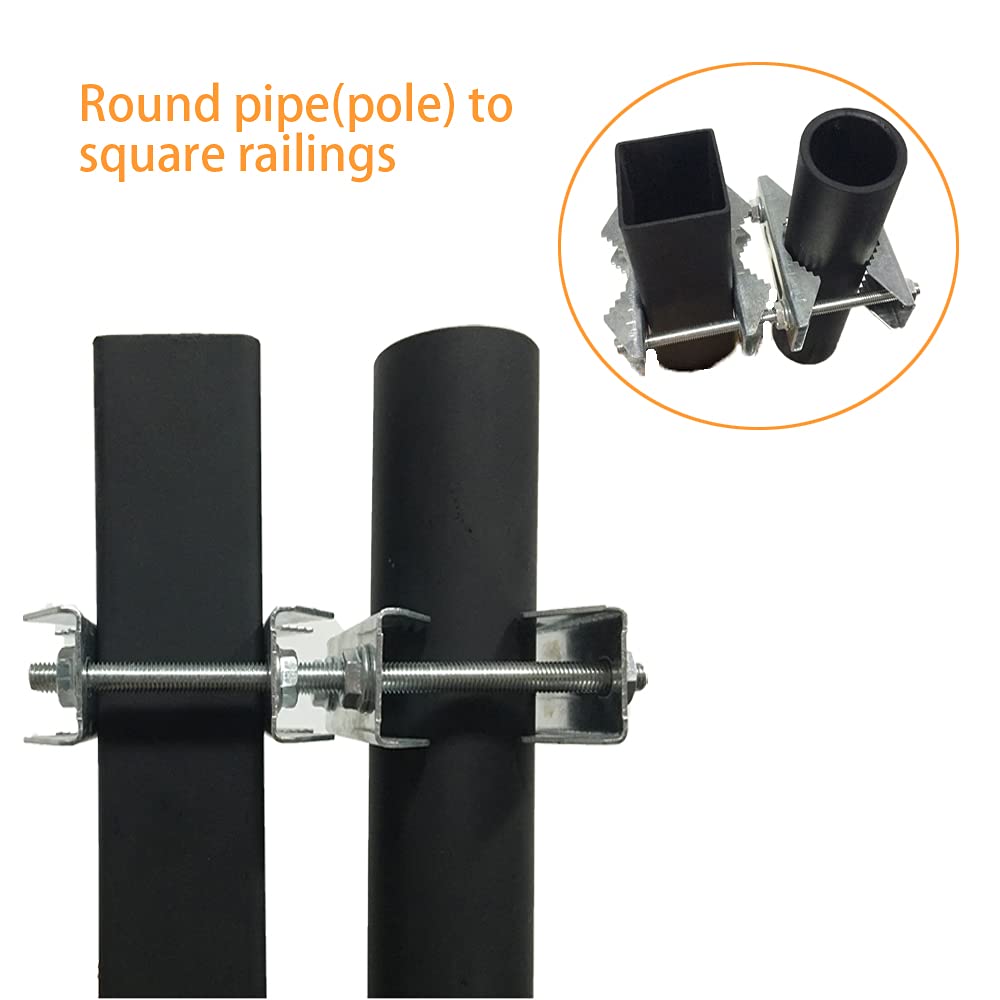 Double Antenna Mast Clamp V Jaw Block with Bolts Mast to Mast Clamp,Patio Umbrella Holder Heavy Duty Pole to Pole Mounting Bracket for WiFi Cellular