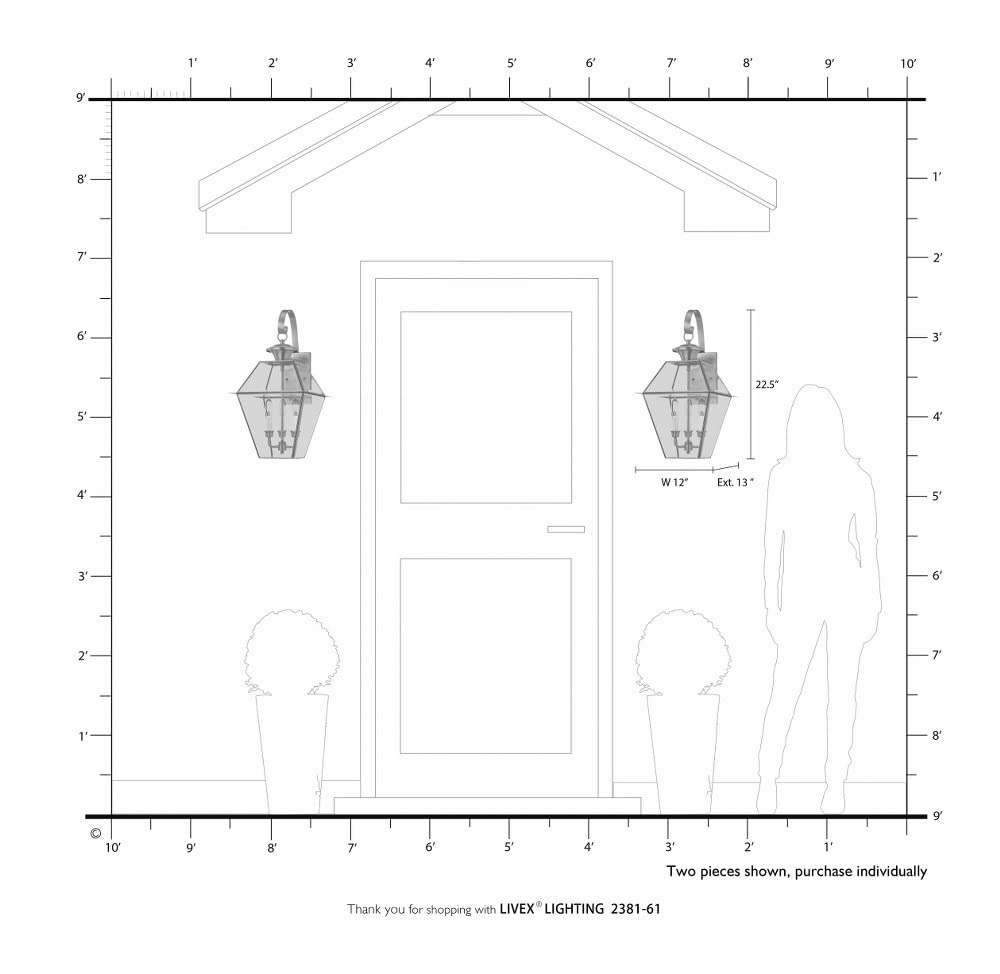 Livex Lighting 2381-07 Westover 3-Light Outdoor Wall Lantern, Bronze