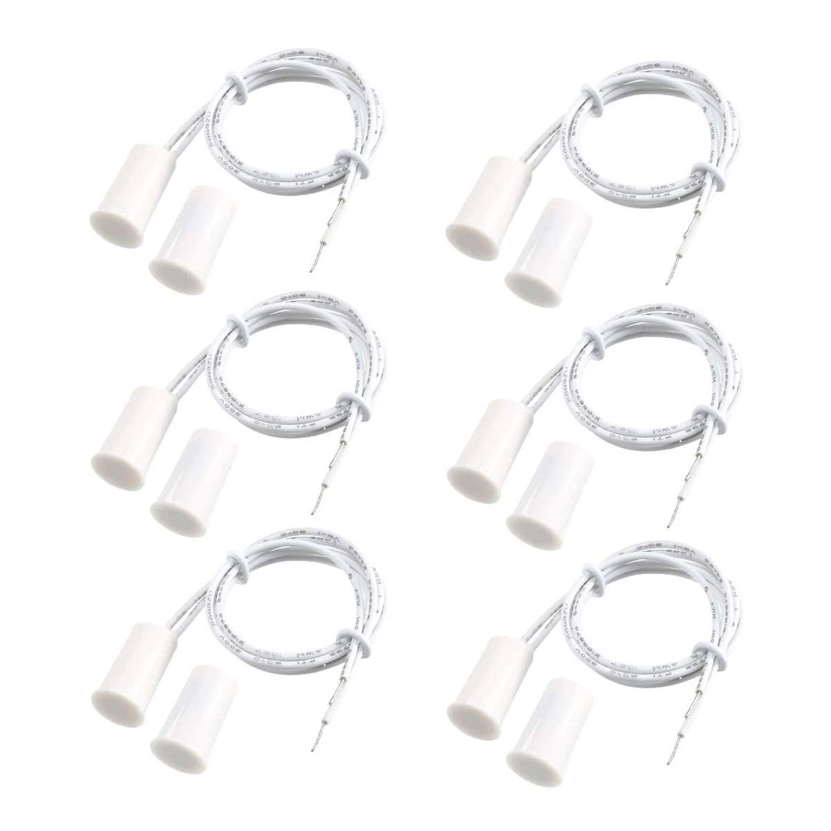 PEN RC-33 NC Recessed Wired Security Window Door Contact Sensor Alarm Magnetic Reed Switch White - (6 Sets)