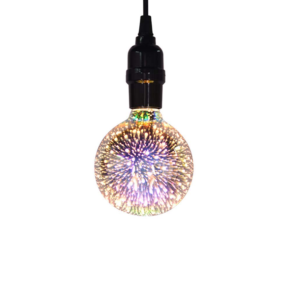 AMZSTAR 3D Firework Bulb Globe Light Bulb E27 AC 85-220V 4W Retro Edison Bulb Warm White Light for Holiday Christmas Decoration Bar Glass LED Lamp