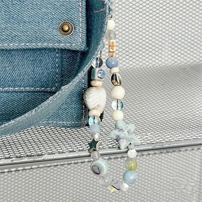 Kryoflare Cute Shell Cell Phone Lanyard Strap Charms Phone Lanyard Wrist Strap with Beads, Anti-Lost Cell Phone Charm String, Keychain Wristlet