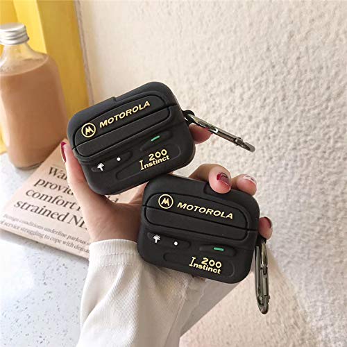 BONTOUJOUR Case Compatible with AirPods Pro, Creative Classical Black Vintage Beeper Pager Shape TPU Silicone Cover Case Protective Skin for AirPods