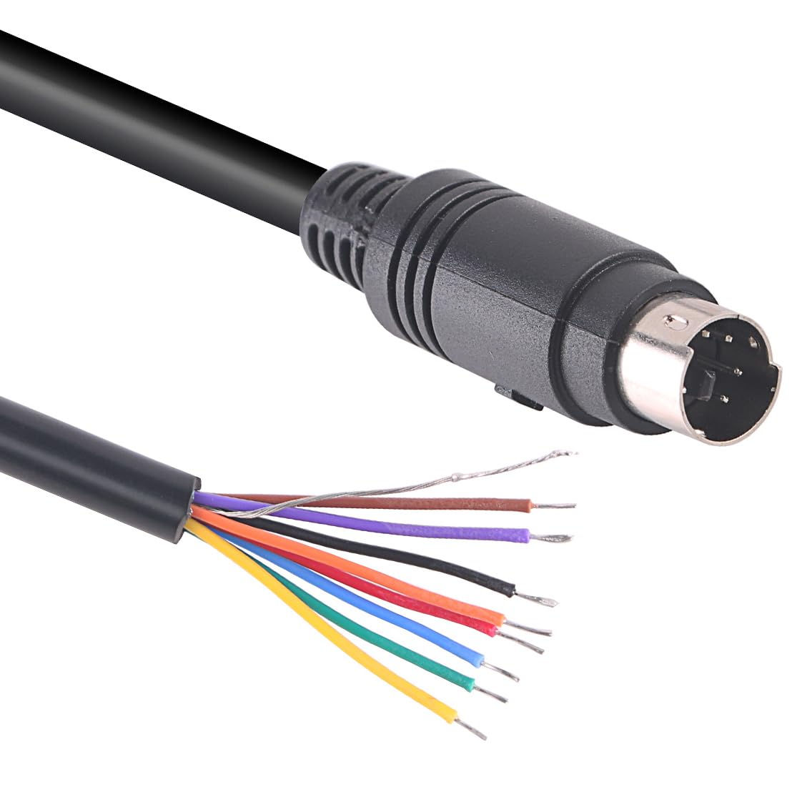 Mendouconert Mini DIN 8 Pin Male to Bare Wire End Adapter Cable, MD8 Connector Pigtail for DIY and Repair (5mtr)