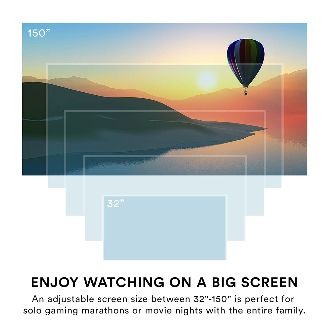Core Innovations 150" LCD Home Theater Mini Projector, Adjustable Size, Built In Speakers, Compatible with TV Stick, Smartphone, Gaming Consoles, DVD