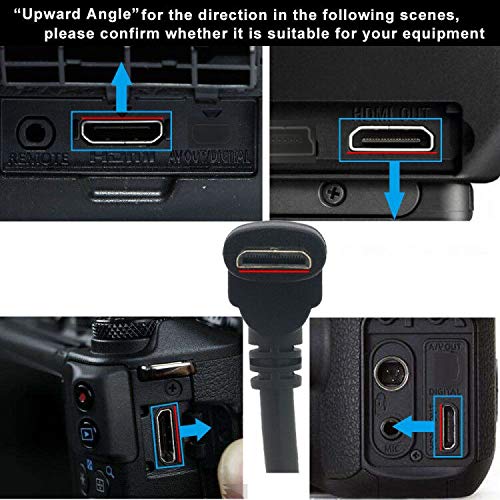 Tivid 15CM Right Angle mini hdmi 90 Degree Adapter mini hdmi Male to HDMI Female Cable Adapter Connector Support 1080P Full HD, 3D (0.15m, Upward
