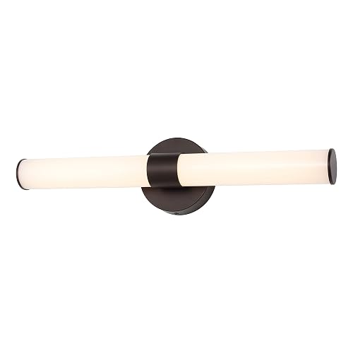 JONATHAN Y 20" Oil Rubbed Bronze/White Integrated LED Vanity Light, Mid-Century Modern Iron Sconce with Frosted Acrylic Shade, Dimmable Bathroom Light