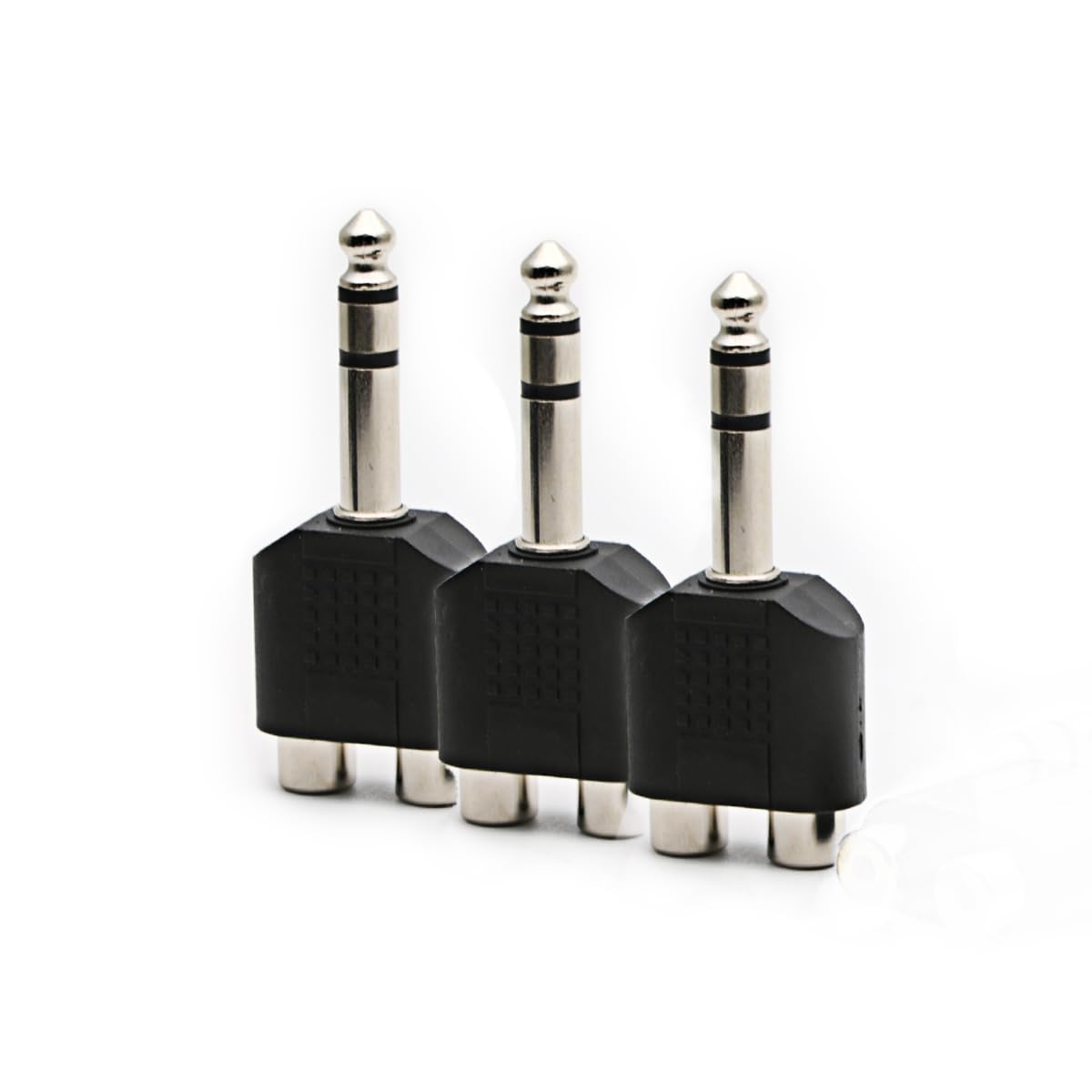 ZJKJHJY 3pcs 1/4" 6.35mm/6.5mm Stereo Male to Dual RCA Female Adapter Stereo Male to Dual RCA Female Audio Adapter for Sound Equipment (Double