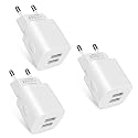 European Travel Plug Adapter Charger for iPhone Samsung Android Phone,International Power Adaptor with 2 Charger Port USB, EU Wall Charging Block