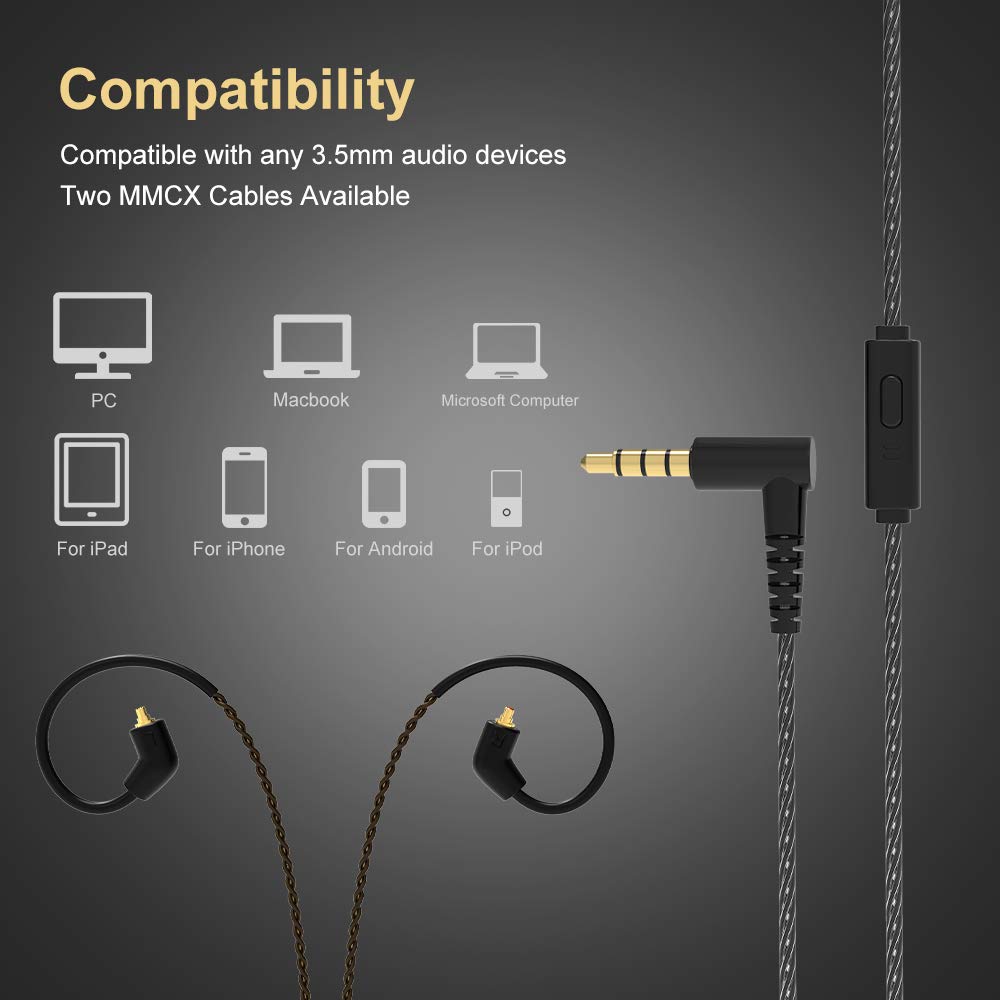 BASN Metalen in-Ear Monitors Headphones,4 Drivers Musicians Noise Isolating IEMs with Deep Bass, Two Detachable MMCX Cables with Case…