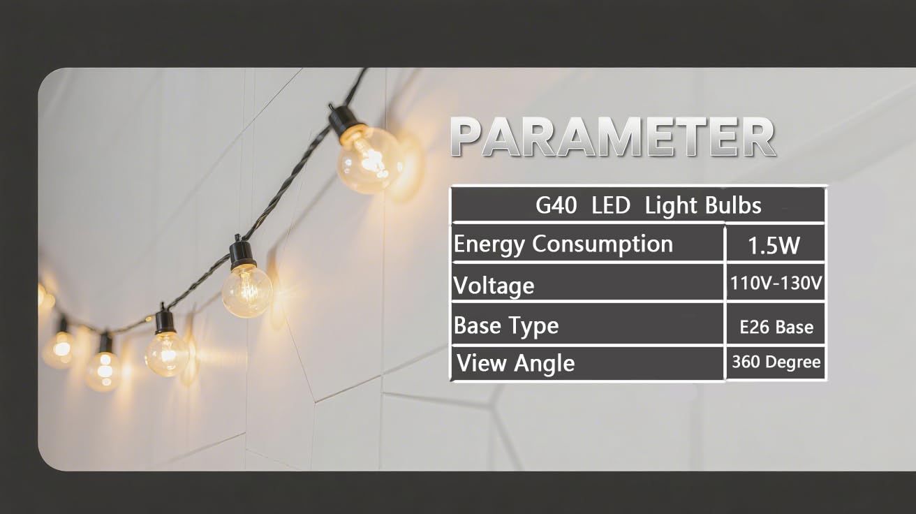 Kellarosses G40 LED Bulb 1.5W 150LM E26 2-Pack Small Bulb