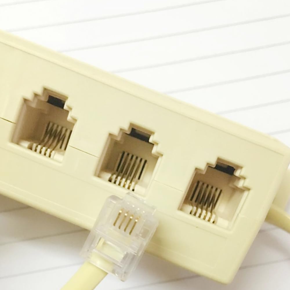 HIPATU Four Way Telephone Splitter4 Way Telephone Adapter RJ11 6P4C 1 Female to 4Females for Landline and Fax -1Pack