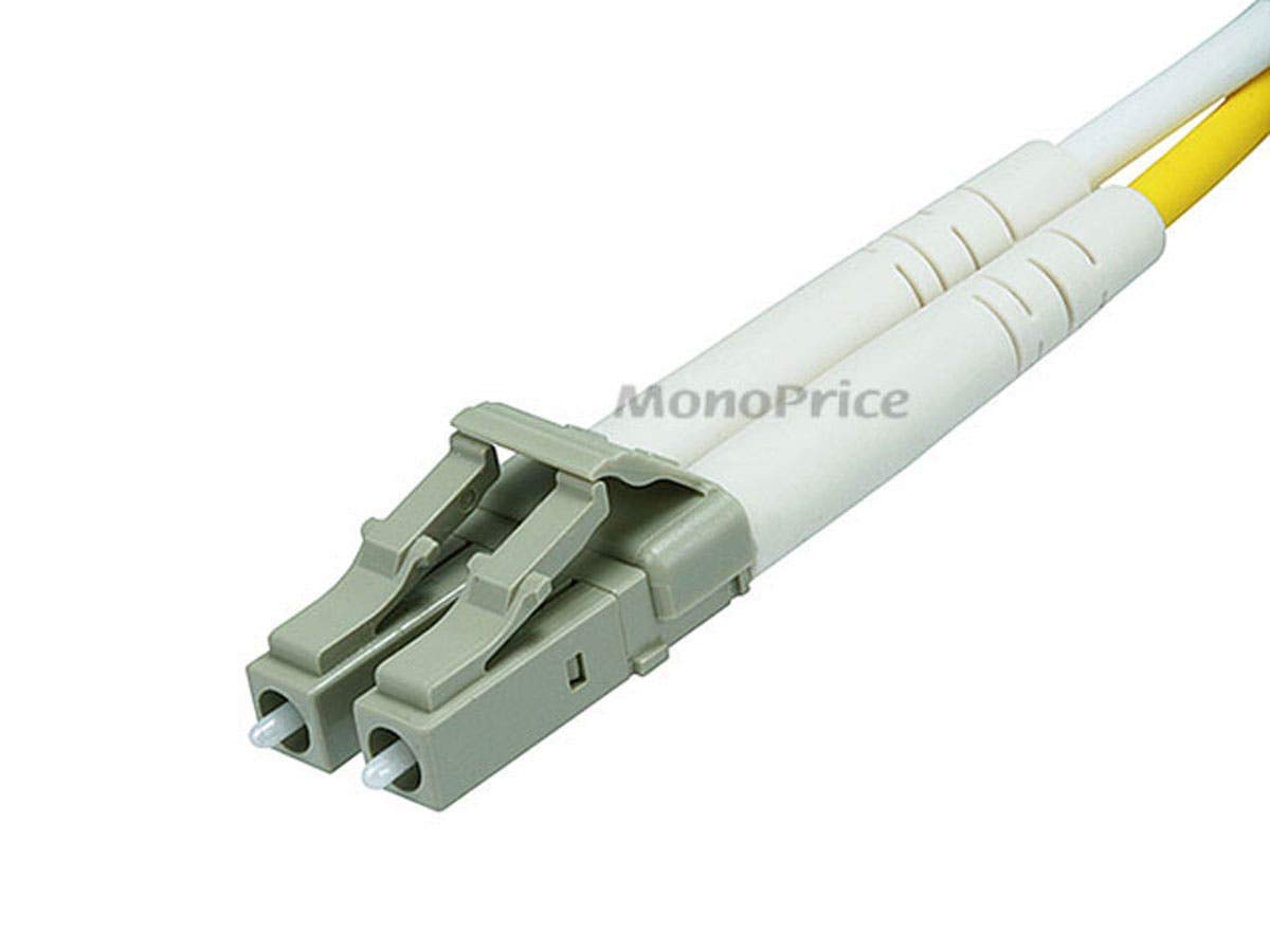 Monoprice Fiber Optic Cable - LC to LC, OM3, 50/125 Type, Multi Mode, 10Gb, Duplex, 2mm Cable Diameter, 3 Meter, Aqua