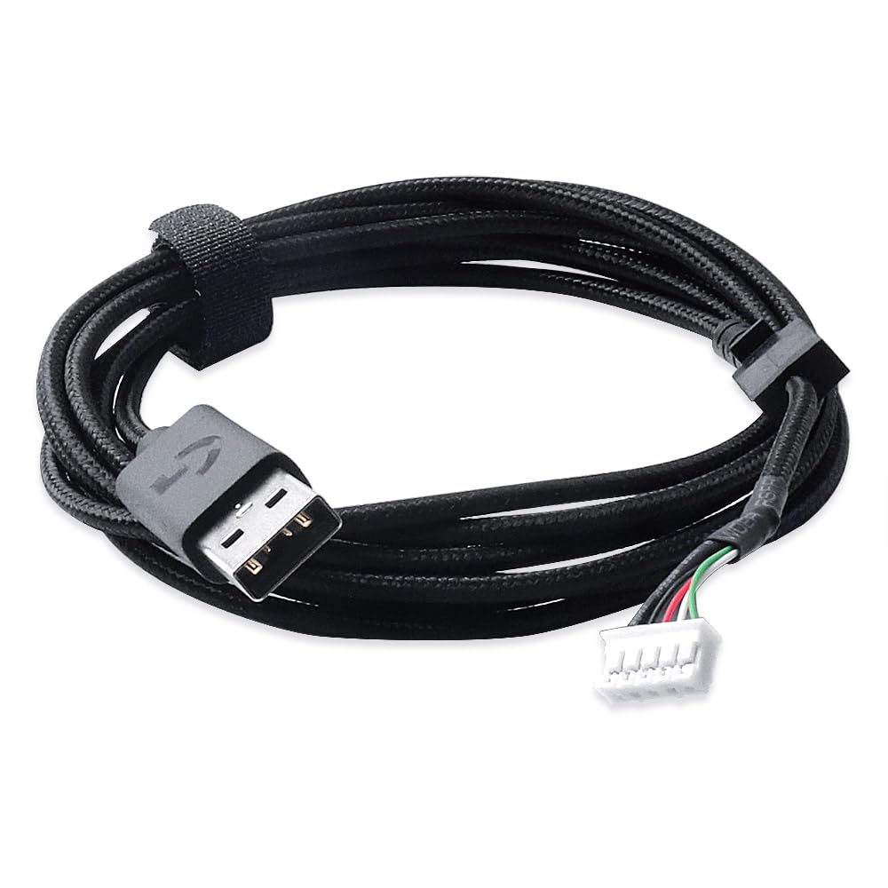 HUYUN USB Mouse Cable Mice Line & 1 Set Mouse feet Compatible for logit G502 Hero G502 Wired Mouse Plug and Play Mouse Cable
