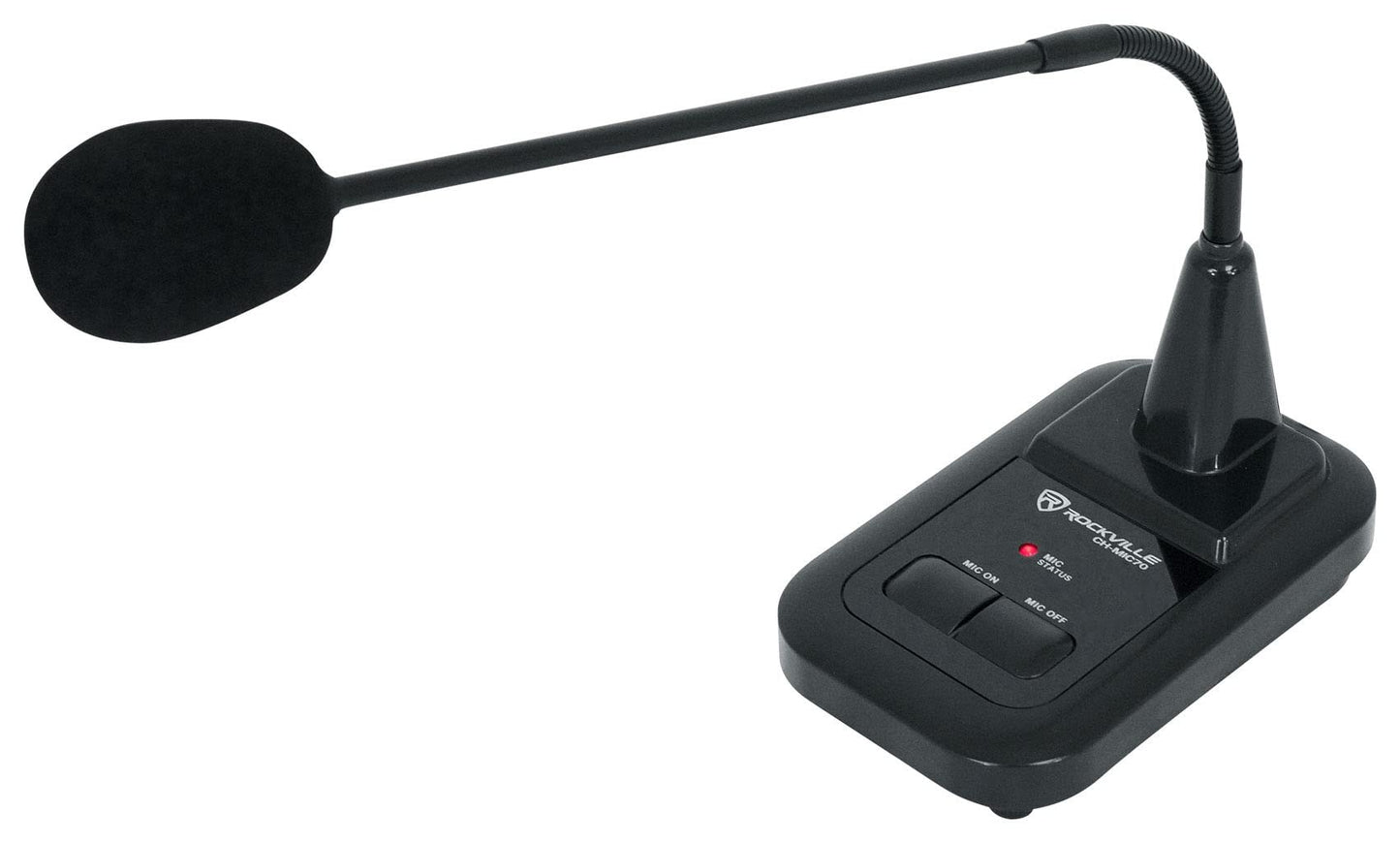 Rockville CH-MIC70 Push-to-Talk Condenser Gooseneck Paging Microphone, Built-in Chimes, Flexible Stand, for Commercial Announcements