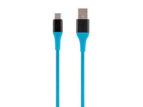Monoprice USB 2.0 Type-C to Type-A Charge & Sync Cable - Kevlar/Nylon-Braid, 1.5 Feet, Blue - AtlasFlex Series